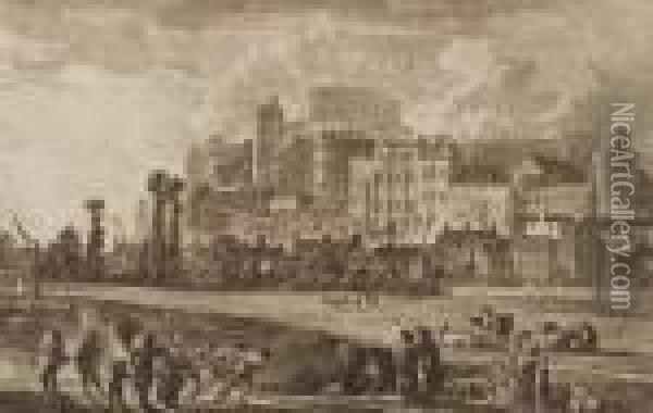 Views Of Windsor Castle Oil Painting - Paul Sandby