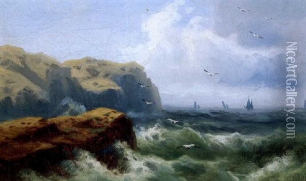 Off The Coast Oil Painting - Edward Moran