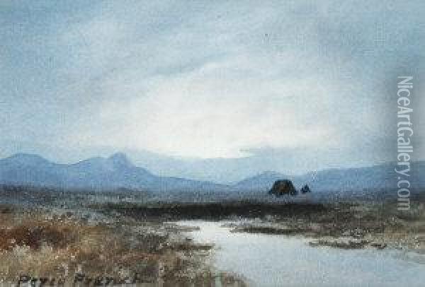 West Of Ireland Bogland At Dusk Oil Painting - William Percy French