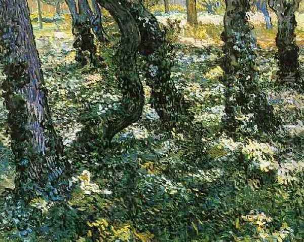 Tree Trunks With Ivy Oil Painting - Vincent Van Gogh