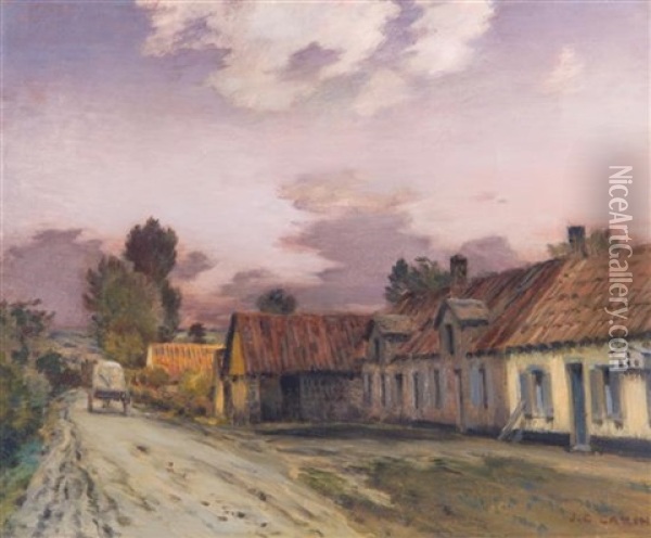 Village Road Oil Painting - Jean-Charles Cazin