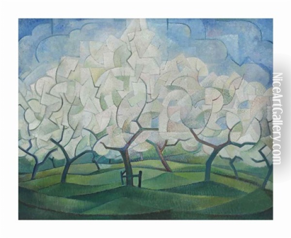 Blossoming Fruit Trees Oil Painting - Albert Fiks