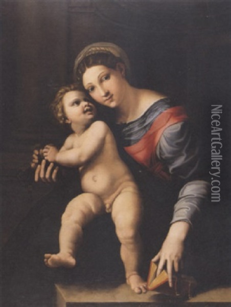 Madonna Con Bambino Oil Painting - Giulio Romano