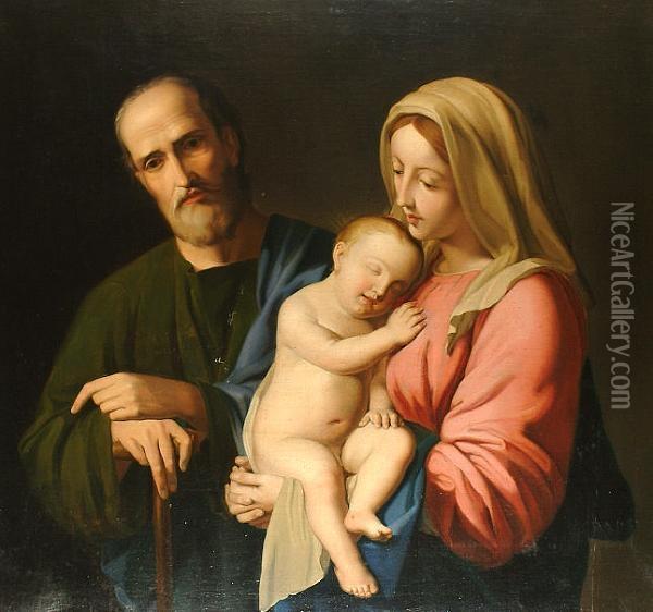 The Holy Family. Oil Painting - Giovanni Battista Salvi
