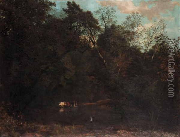 On The Mole, Surrey Oil Painting - George Sant