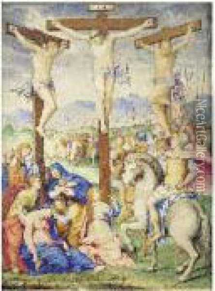 La Crucifixion Oil Painting - Giorgio-Giulio Clovio