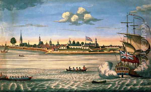 View of Fort George, with the city of New York from the south-west Oil Painting - John Carwitham