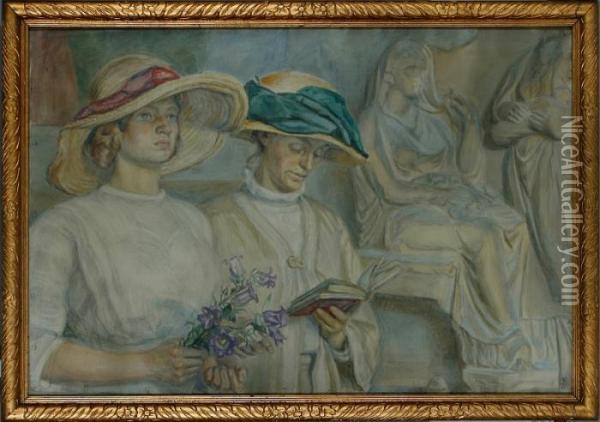 Two Women At A Service Oil Painting - Fritz Syberg