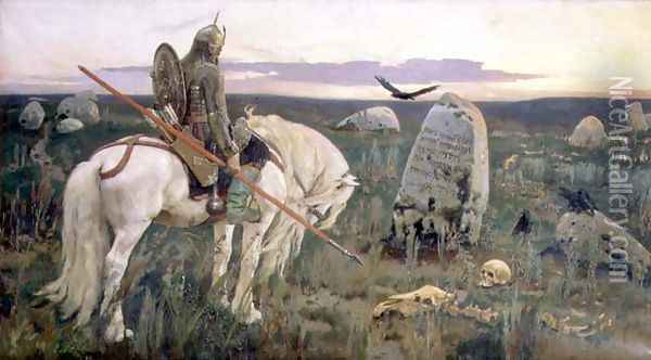 The Knight at the Crossroads, 1882 Oil Painting - Viktor Vasnetsov