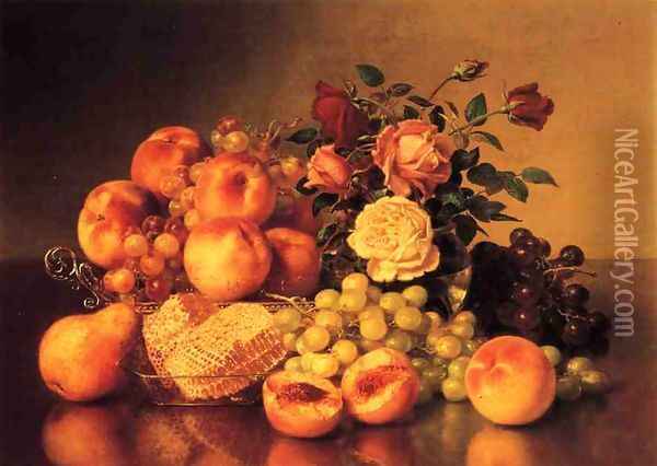 Still Life with Peaches Oil Painting - Robert Spear Dunning