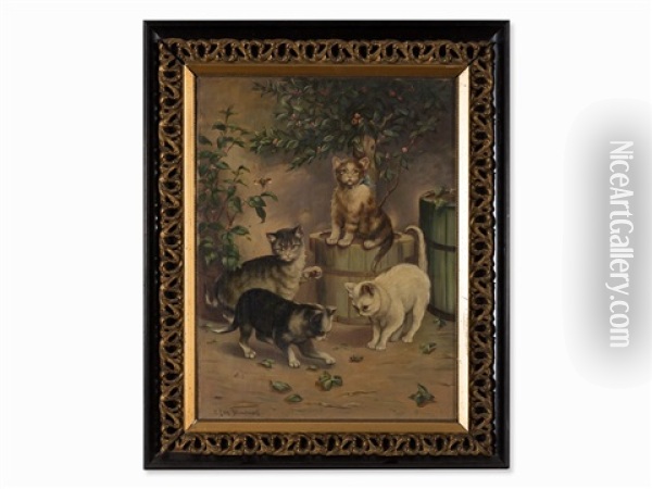 Four Cats Oil Painting - Carl Fey
