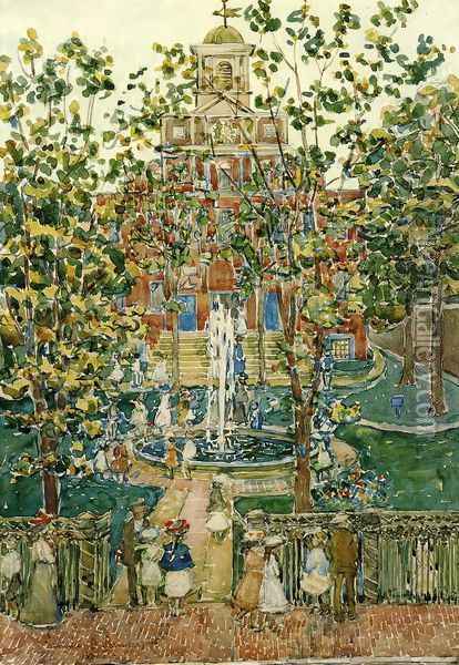 The Bartol Church Aka The Fountain Oil Painting - Maurice Brazil Prendergast
