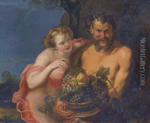 Nymphe Et Satyre Oil Painting - Pierre Paul De Pommayrac