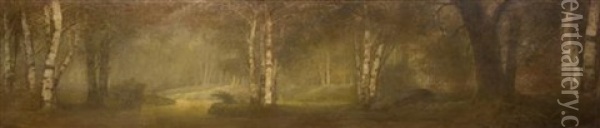 Trees In The Forest Oil Painting - George Mann Niedecken