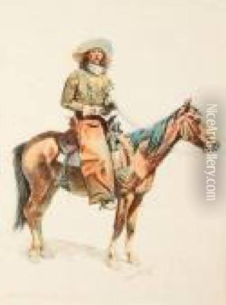 Title: An Arizona Cowboy Oil Painting - Frederic Remington