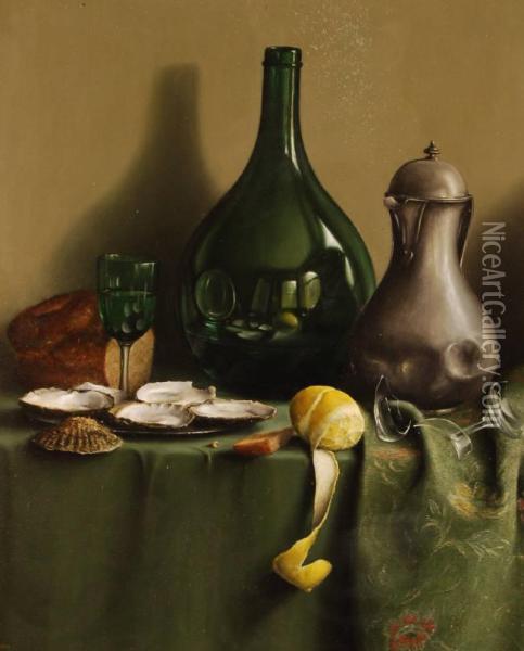 Still Life Study Items On A Table Oil Painting - John Howes