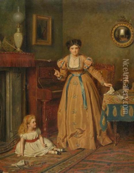 Mother And Child In An Interior. Oil Painting - George Goodwin Kilburne