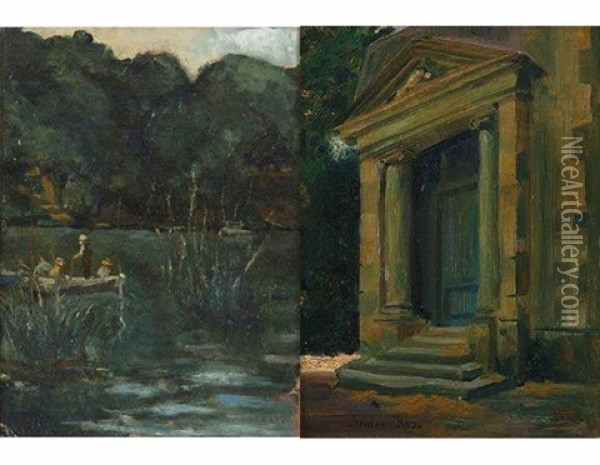Temple (+ Pecheurs; Pair) Oil Painting - Andre Roz