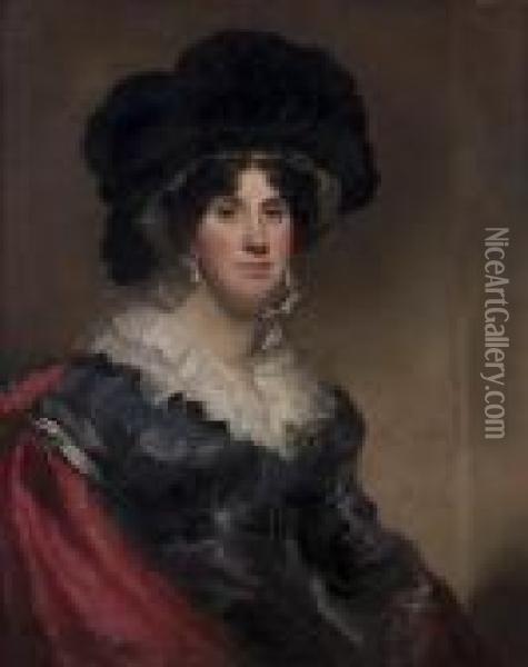 Portrait Of A Lady In A Hat Oil Painting - Sir William Beechey