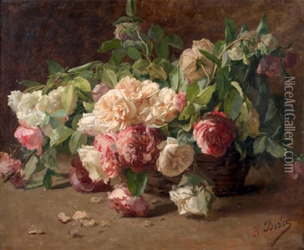 La Corbeille De Roses Oil Painting - Henri Biva