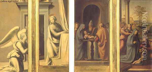 The Annunciation (front) Circumcision And Nativity (back) 1500 Oil Painting - Fra Bartolomeo