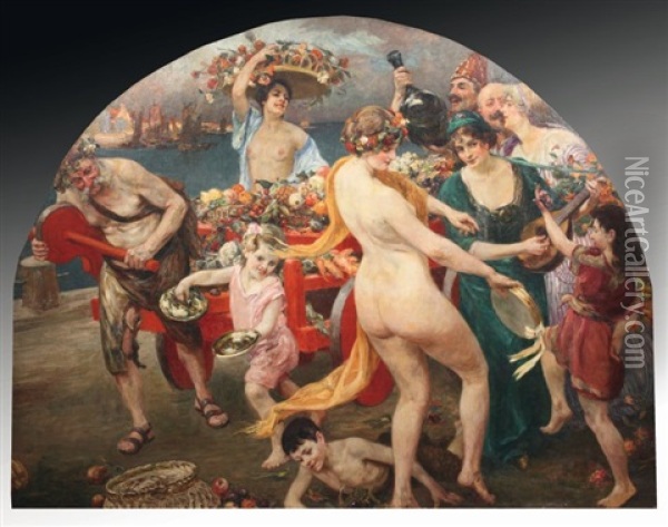 Bacchanale Oil Painting - Gustave Adolphe Grau