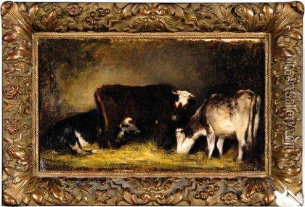 Vaches A L'etable Oil Painting - Louis Coignard
