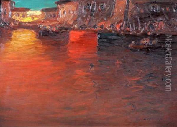 Puerto Oil Painting - Stephen Koek Koek