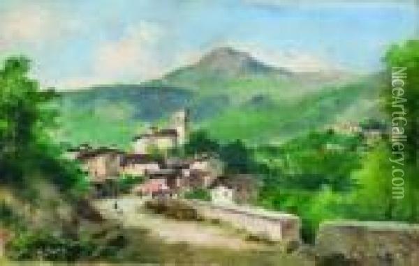Veduta Di Borgo Montano Oil Painting - Silvio Poma