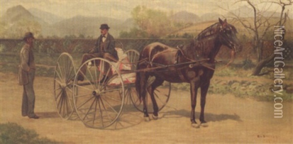 Horse And Carriage Scene Oil Painting - George Bacon Wood