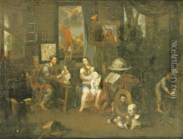 Sankt Lukas Och Madonnan Oil Painting - Balthasar Van Den Bossche