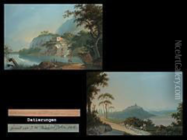 Paar Landschaftsansichten Oil Painting - Johann Heinrich Bleuler I