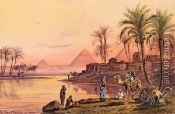Les Pyramides De Guizeh Oil Painting - Friedrich Perlberg