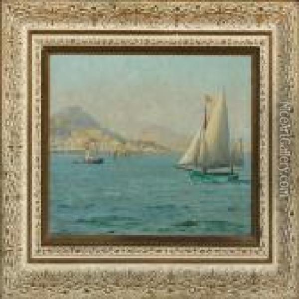 Coastal Scenery From Vigo In Spain Oil Painting - Christian Benjamin Olsen