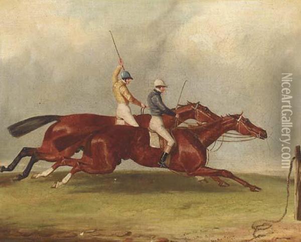 Pyrrhus The First And Sir Tatton Sykes For The Derby Oil Painting - Henry Thomas Alken