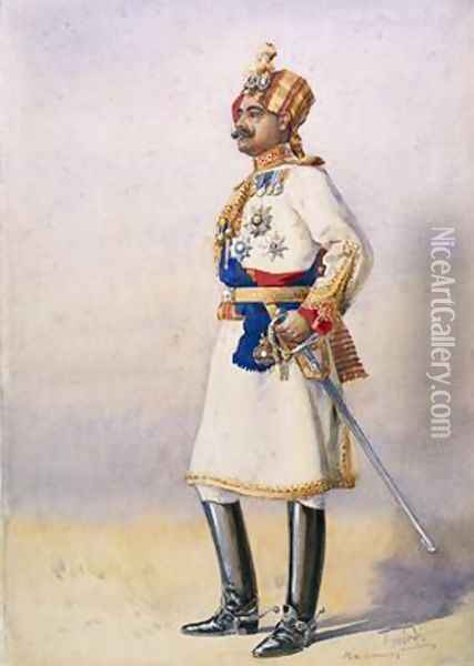 Hon Colonel HH Maharaja Sir Ganja Singh Bahadur of Bikaner Oil Painting - Alfred Crowdy Lovett