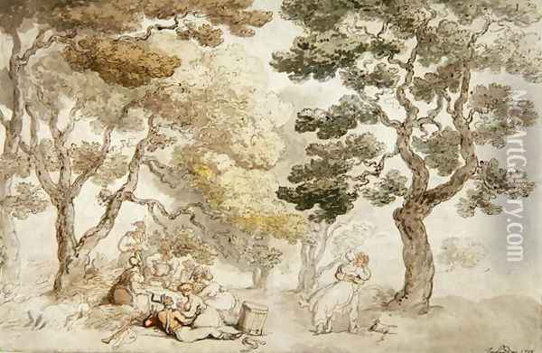 The Picnic Oil Painting - Thomas Rowlandson