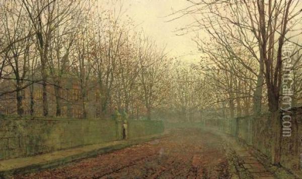 An Autumn Lane Oil Painting - John Atkinson Grimshaw