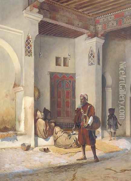 A blind beggar in a street in Tangiers Oil Painting - Robert George Talbot Kelly