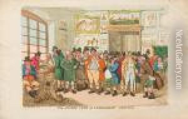 The Jockey Club Or Newmarket Meeting Oil Painting - Thomas Rowlandson
