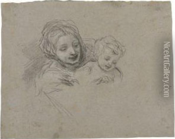 Study Of The Heads Of The Virgin And Child Oil Painting - Baldassarre Franceschini