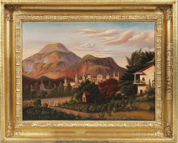 Hill Townscape, Probably Mexico Oil Painting - Thomas Chambers