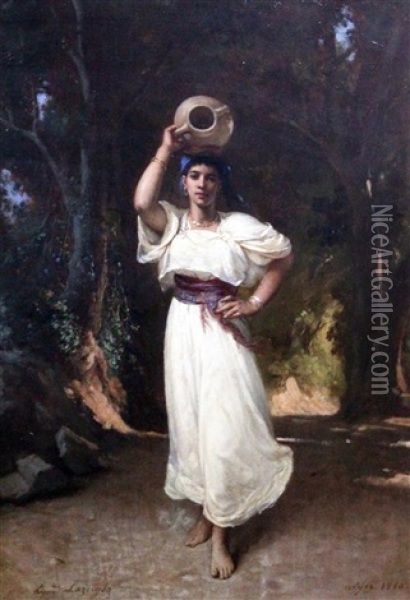 A Water Carrier, Algiers Oil Painting - Jean Raymond Hippolyte Lazerges