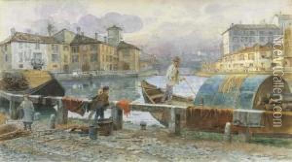Milano Che Scompare Oil Painting - Arturo Ferrari