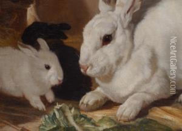 Hase Mit Jungen Oil Painting - Philippe Rousseau