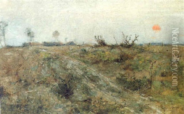 Landschaft Bei Sonnenuntergang Oil Painting - Eugen Jettel