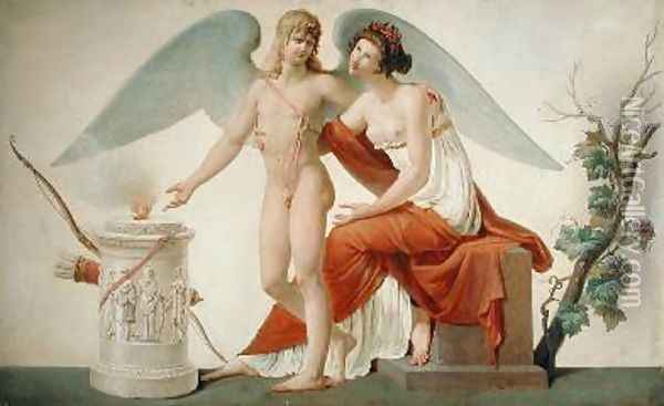 Cupid Inviting Venus to a Sacrifice Oil Painting - Louis Lafitte