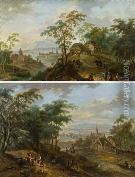 Pendants - Landschaften (pair) Oil Painting - Franz Christoph Janneck
