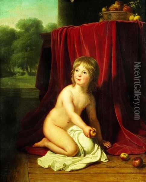 Portrait D'un Jeune Garcon Jouant Avec Des Pommes Oil Painting - Jeanne Elisabeth Chaudet