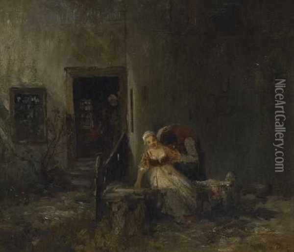 Die Endeckten Verliebten Oil Painting - Wilhelm Von Diez